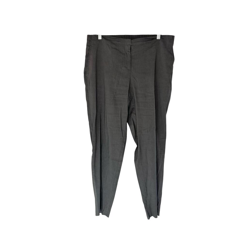 Eileen Fisher Pants Gray Linen Blend Lagenlook Pull On Relaxed‎ Ankle Medium